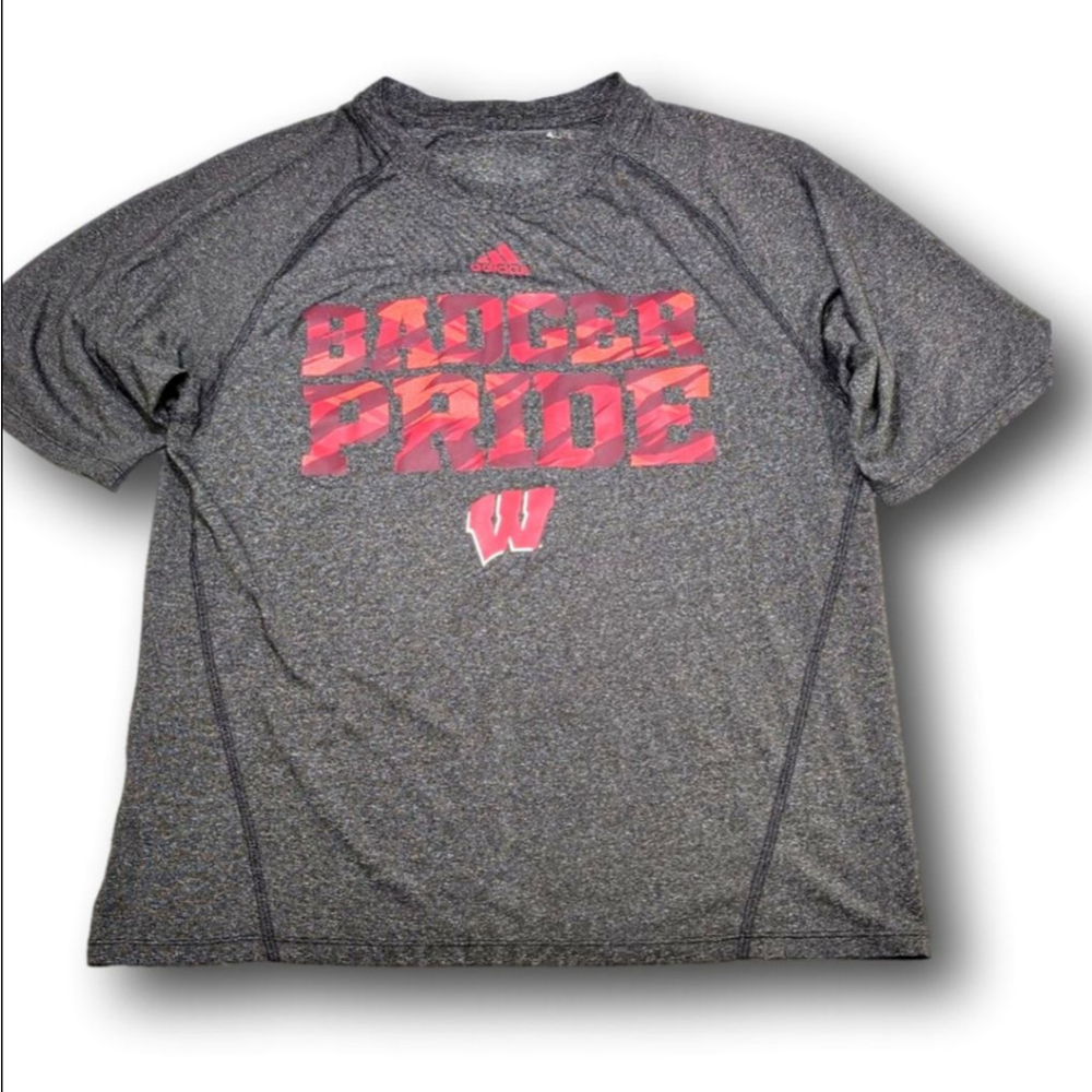 Men's Adidas Gray Red Badger Pride Short Sleeve Tee L